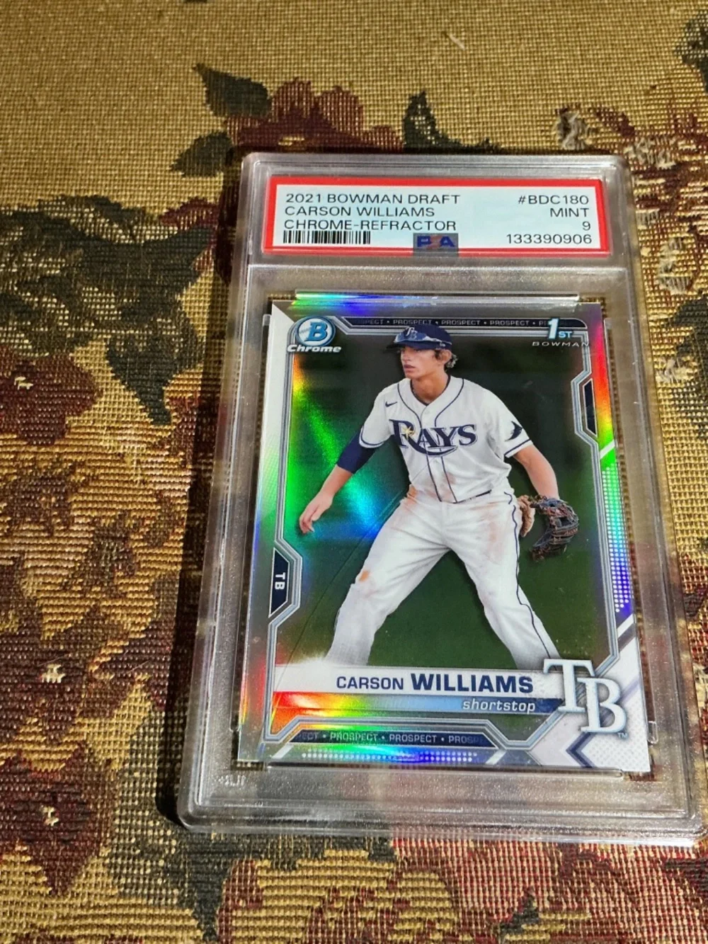 2021 BOWMAN DRAFT CHROME-REFRACTOR #BDC180 CARSON WILLIAMS Rookie Graded PSA 9